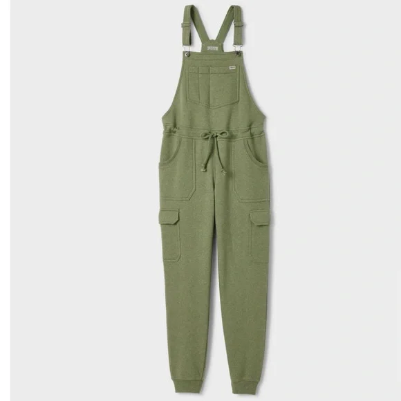 Duluth Trading Co Women's Souped-Up Sweats with Storm Cotton Olive Overalls - Picture 2 of 5
